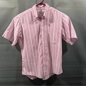 Oakton Ltd Vtg Men’s Pink Striped Short Sleeve Sz 17 Fitted / Read Desc